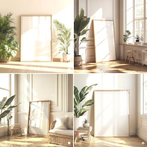 Paquete de maquetas de marcos realistas, maqueta de arte mural con reflejo de vidrio, descarga digital de objetos inteligentes PSD