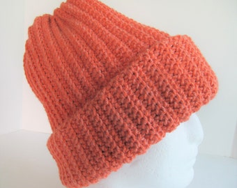 Mens XL Winter Hat Heather Orange Hat Cap Beanie Size Extra Large Warm Cold Weather Men's Hunting Gift Saffron Big Head Big Hair J