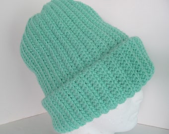 Mens XL Winter Hat Big Head Aquamarine Light Blue Hat Cap Beanie Size Extra Large Warm Cold Weather Mens Gift Big Hair J