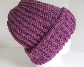 XL Mens Winter Hat Big Head Boysenberry Purple Hat Cap Beanie Size Extra Large Warm Cold Weather Mens Gift Big Hair J