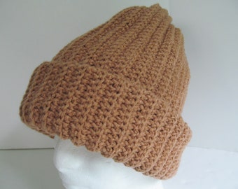 XL Mens Winter Hat Camel Brown/Tan Hat Cap Beanie Size Extra Large Warm Cold Weather Mens Hunting Outdoor Gift Big Head Big Hair Pecan J