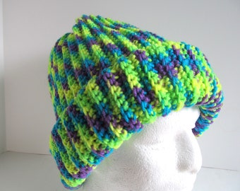 XL Mens Winter Hat Neon Confetti Cap Beanie Size Extra Large Thick Cold Weather Men's Gift Big Head Big Hair