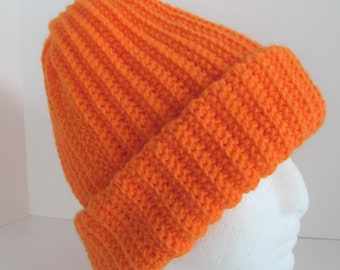 XL Mens Winter Hat Hunter Orange Hat Cap Beanie Size Extra Large Warm Cold Weather Mens Hunting Gift Big Head Big Hair J