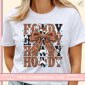 Western Cowgirl Howdy PNG, Retro Cowgirl Grafik T-Shirt Design, Wilder Westen Western PNG für Hemden, Country Rodeo Sublimation Download