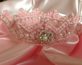 Princess Newborn Girl CROWN/ Pink Jeweled Crown/ Baby Girl Photo Prop/ Baby Tiara/ Baby Shower Gift