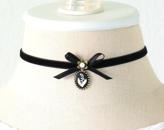 Lily of the Valley Ribbon Bow Choker Necklace