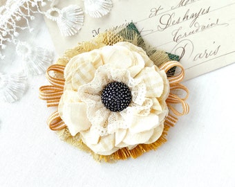 Handmade Fabric Flower Brooch - Cute Pin for Jacket, Dress, Hat or Bag