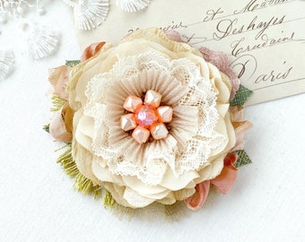 Fabric Flower Brooch  - Mothers Day Corsage Pin - Handmade Gifts by Rosy Posy Designs