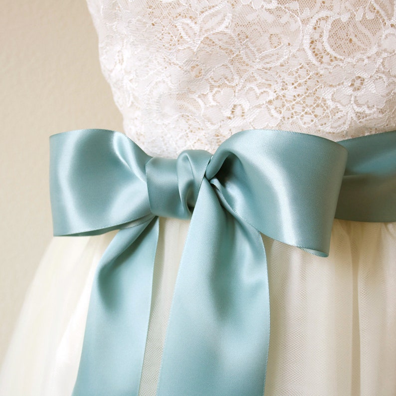 Teal Wedding Sash Blue Satin Ribbon Belt Bridesmaid Sashes | Etsy