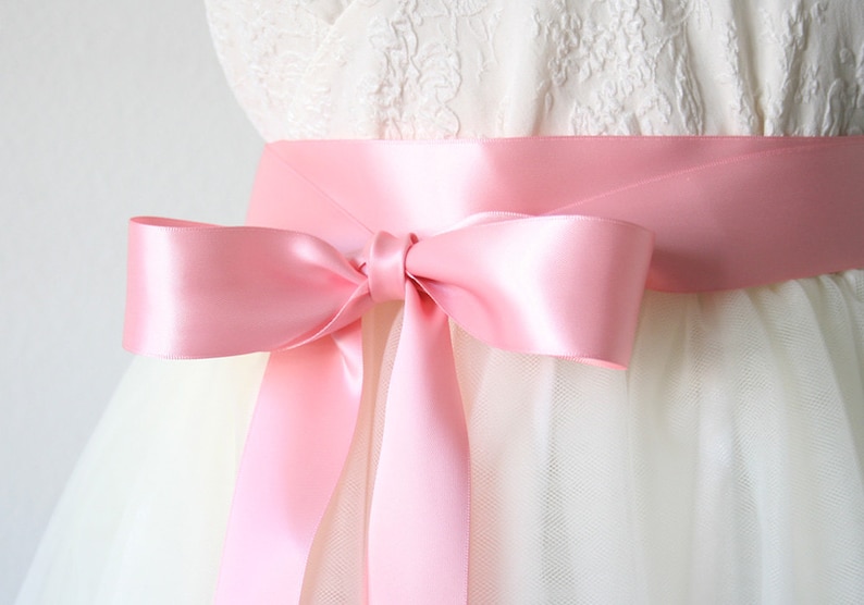 Peony Pink Ribbon Sash Bridal Belt Bridesmaid Dress Flower Girl Dress Sash Satin Ribbon Belt for Dress
