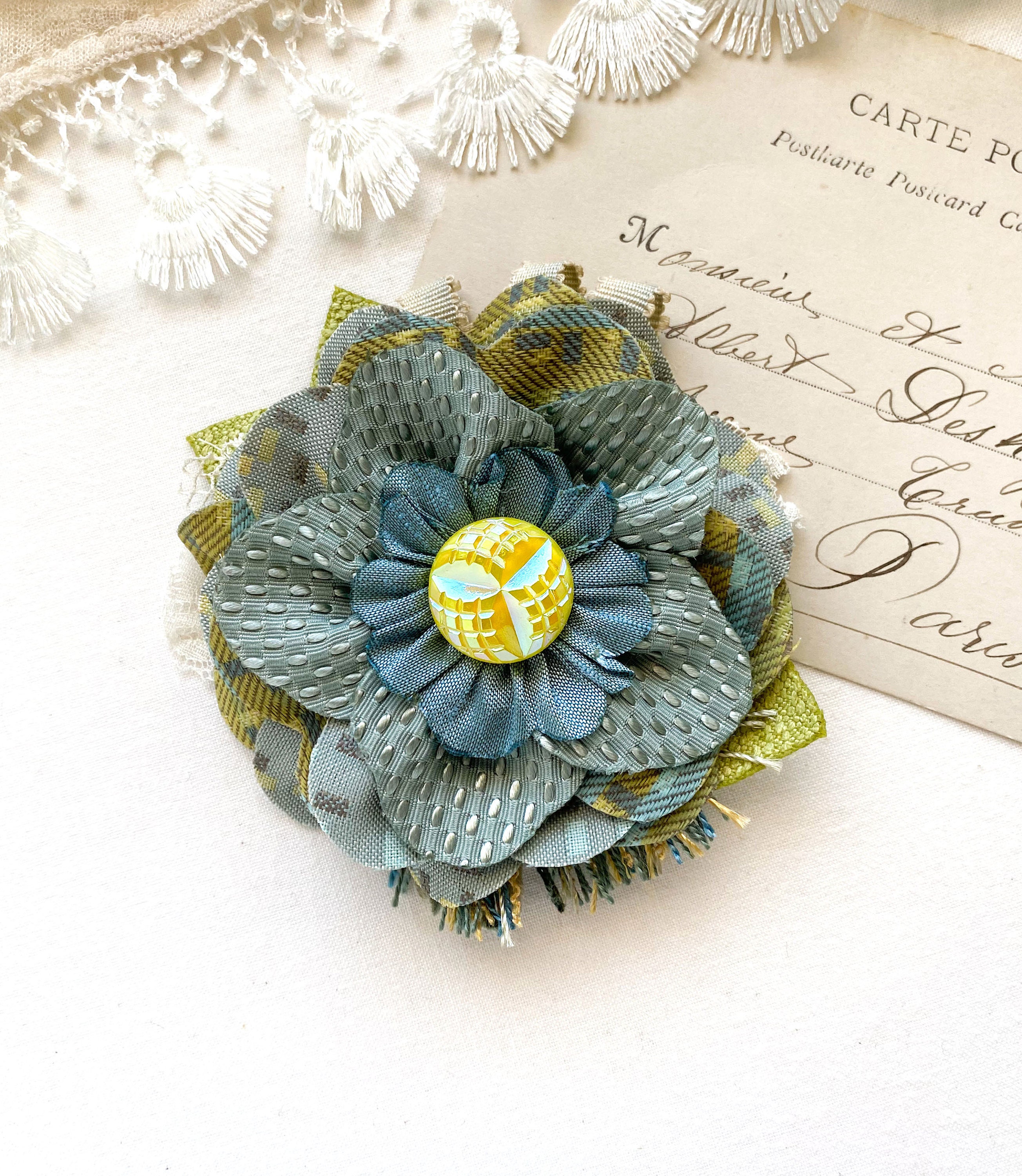Fabric flower best sale brooch