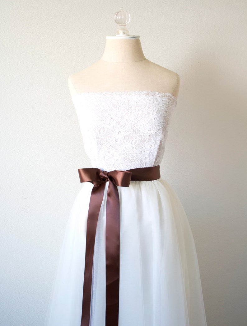 Chocolate Brown Wedding Dress Sash Satin Ribbon Bridal Belt Etsy