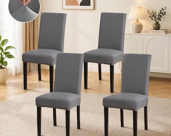 Juego de 4 o 6 fundas elásticas lavables para sillas de comedor, protector elástico para sillas de cocina y comedor, fundas de asiento extraíbles.