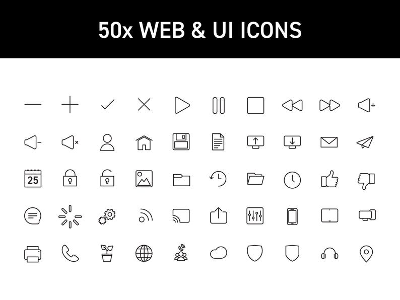 50x Web and Ui Icons - Etsy