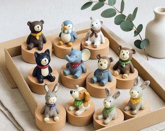 Custom Wooden Music Box with Resin Animal: Handcrafted Keepsake Gift