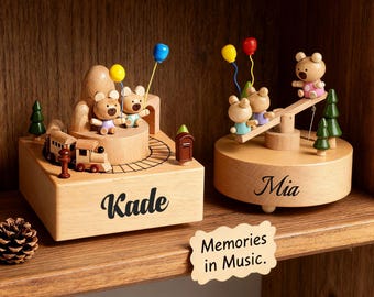 Custom Name Wooden Music Box – Personalized Musical Keepsake Gift for Kids, Baby