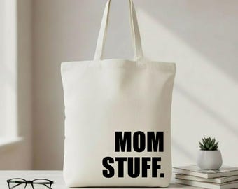 MOM STUFF Fabric Bag – Jute Bag for Mom | Practical Tote Bag | Gift for Mother | Everyday Cotton Bag for Moms
