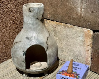 Pottery Incense Burner, Pit Fired Pottery, Ceramic Incense Holder, Whimsical Pottery Home Decor, Zen Pottery, Horsehair Pottery, Chiminea.
