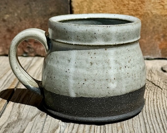 Black and White Pottery Mug, Ceramic Coffee Mug, Tea Mug, Modern Minimalist Style, Wheel Thrown Mug.