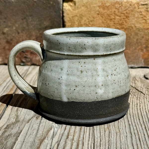 Black and White Pottery Mug, Ceramic Coffee Mug, Tea Mug, Modern Minimalist Style, Wheel Thrown Mug.