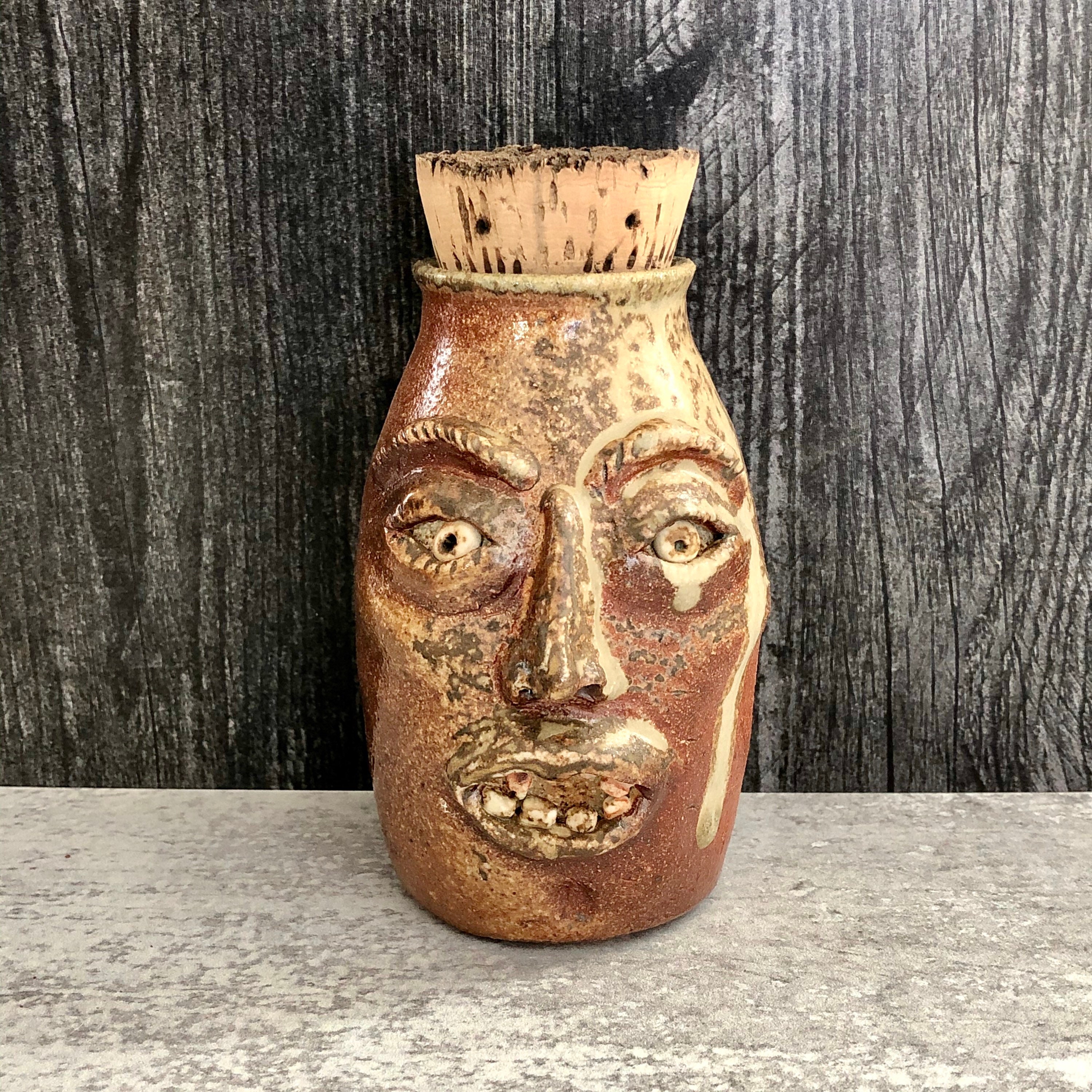 Face Pottery Jar with Cork Medicine Jar Decorative Jar Etsy