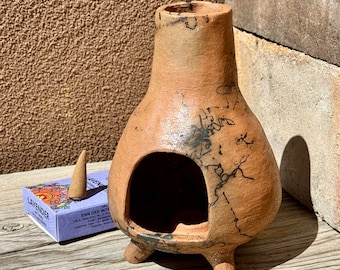 Pottery Incense Burner, Pit Fired Pottery, Ceramic Incense Holder, Whimsical Pottery Home Decor, Zen Pottery, Horsehair Pottery, Chiminea.