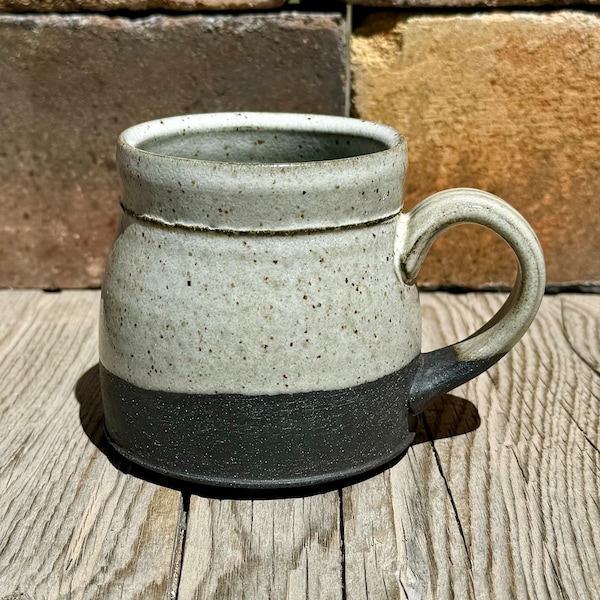 Black and White Pottery Mug, Ceramic Coffee Mug, Tea Mug, Modern Minimalist Style, Wheel Thrown Mug.