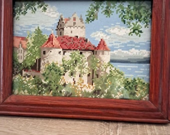 Meersburg Castle  Embroidery – Landscape Wall Art, DMC Threads Gift