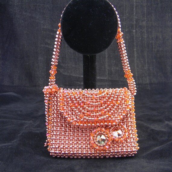 Items similar to Copper Beaded Purse on Etsy