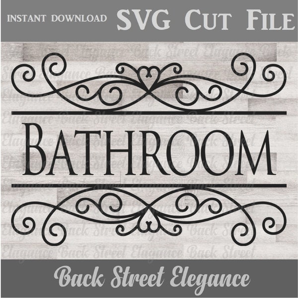 Bathroom SVG - Vintage Style Bathroom Door Sign SVG - Door Sign - Bathroom Sign - Cut File - Wood Sign - Vinyl Decal - Stencil