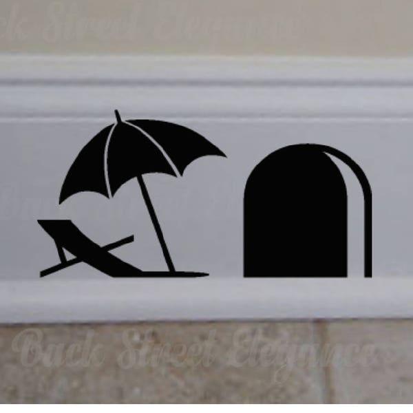 Mouse Hole Beach Umbrella Wall Decal - Vinyl Decal - Wall Sticker - Stair Decal
