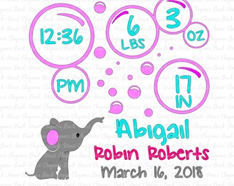 Download Elephant Baby Birth Announcement SVG Birth Stats svg Baby ...