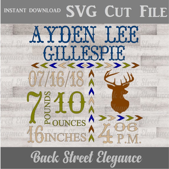 Download Deer Birth Announcement Svg Cut File Birth Stat Template Etsy