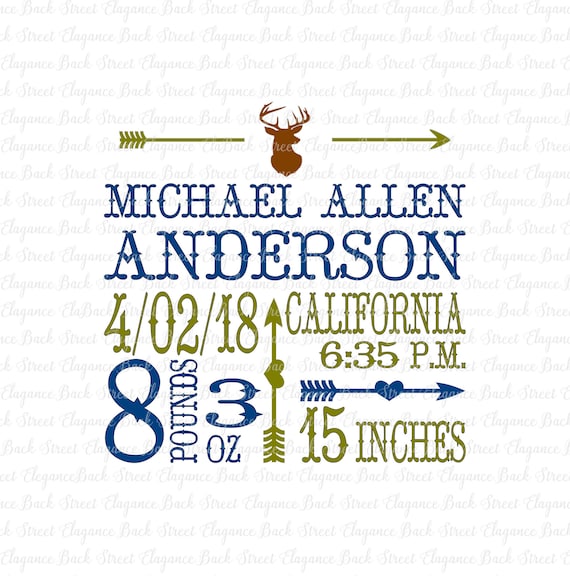 Download Deer Birth Announcement Svg Cut File Birth Stat Template Etsy