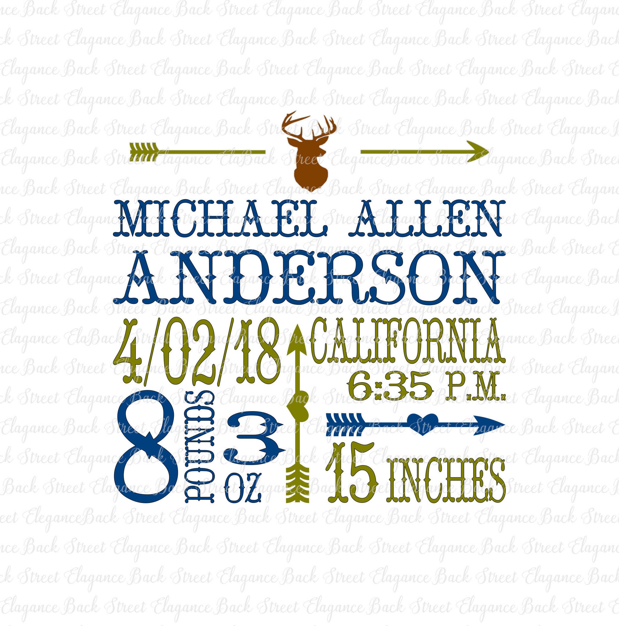 Download Deer Birth Announcement SVG Cut File Birth Stat Template ...