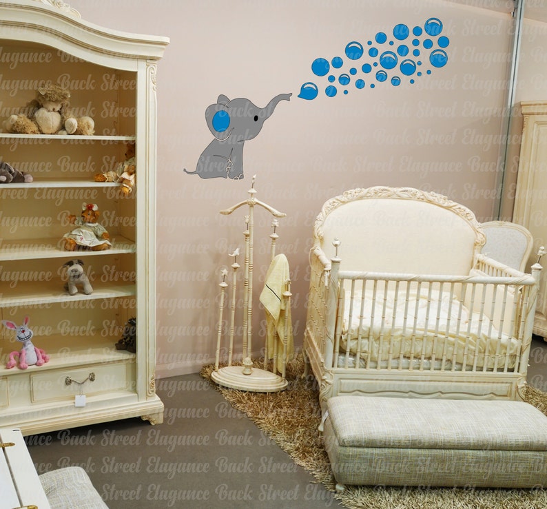 Nursery Elephant with Bubbles SVG Cut File Baby Room Decal ...