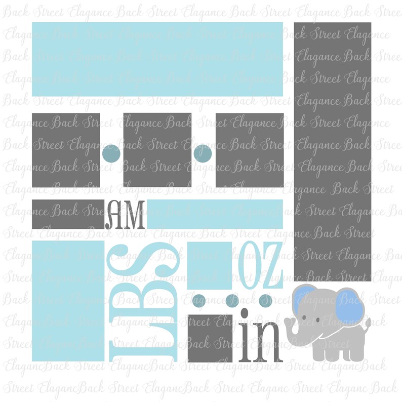 Download Elephant Baby Birth Announcement SVG Birth Stats svg Baby | Etsy