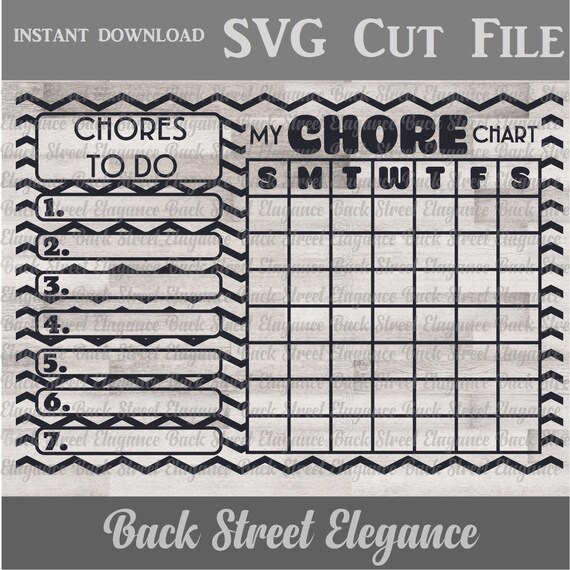 Chore Chart Svg Bundle Includes 8 Chore Charts Cut File Etsy