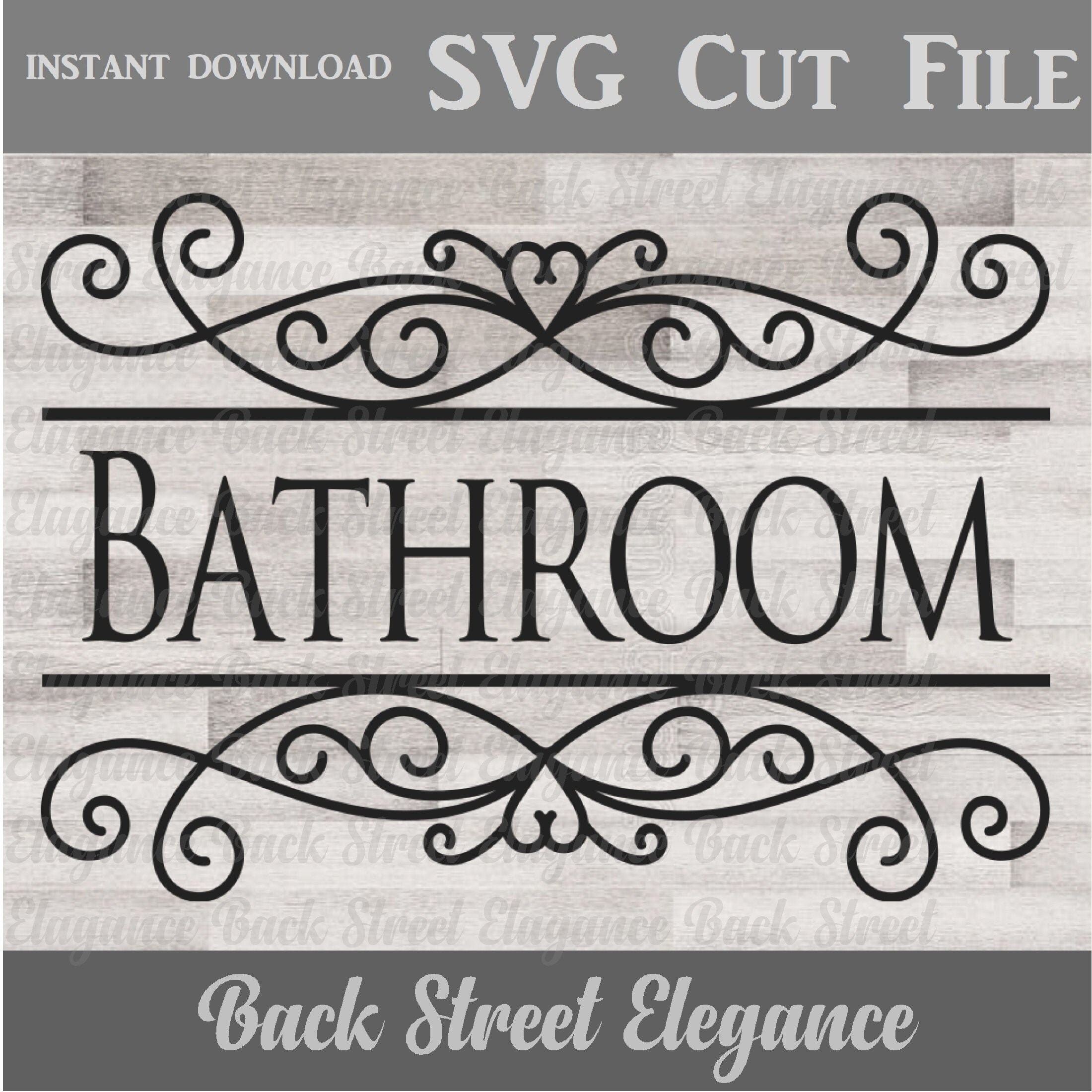 Bathroom SVG Vintage Style Bathroom Door Sign SVG Door Etsy