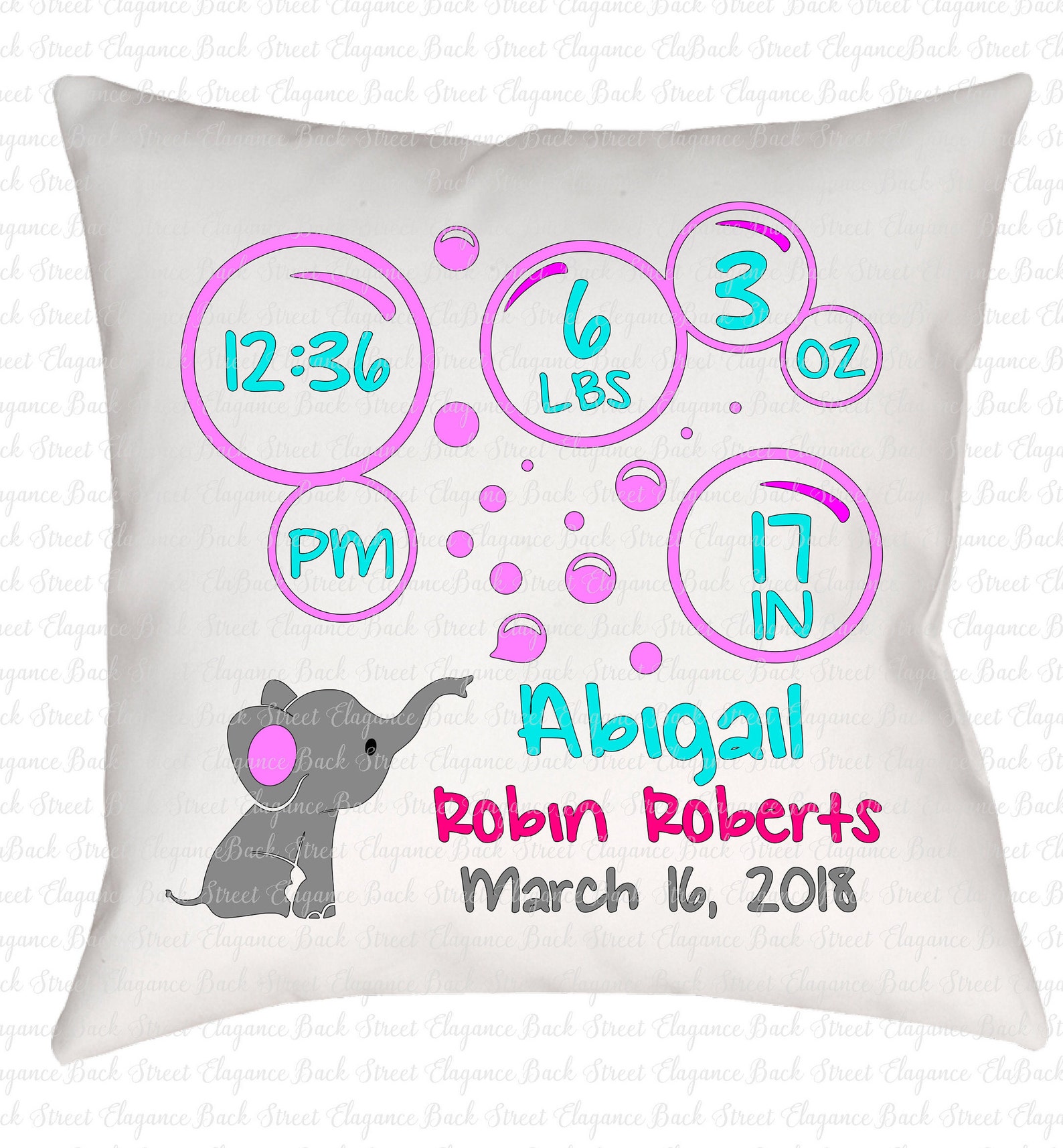 Download Elephant Bubbles Birth Announcement SVG Template Cut File ...