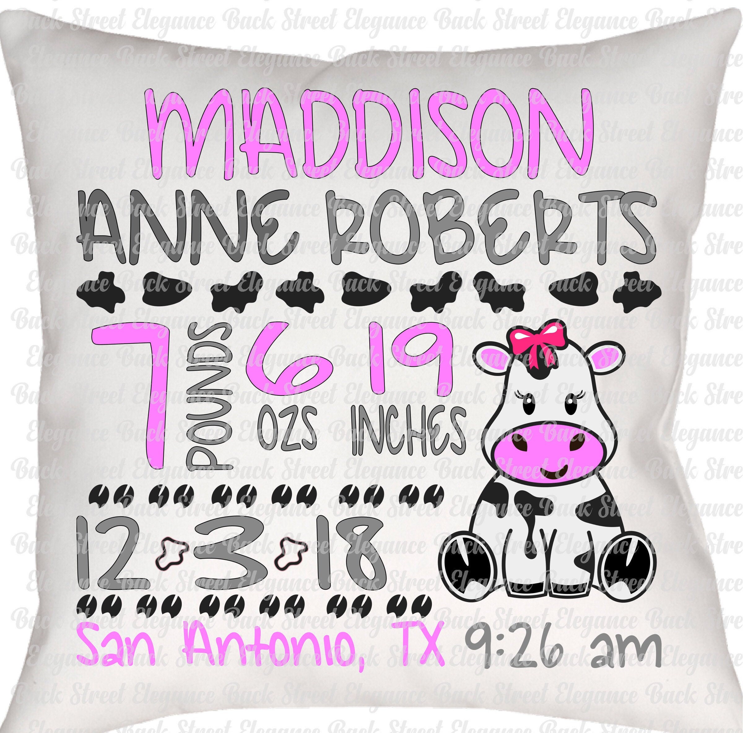 Download Cow Baby Birth Announcement Svg Birth Stats Svg Baby Svg Etsy