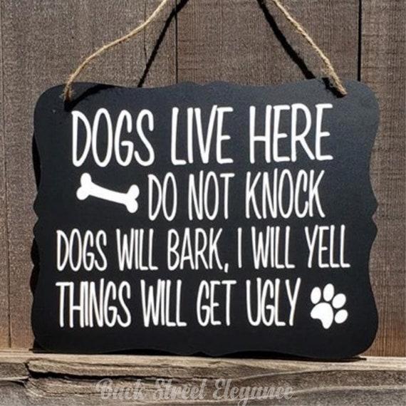 Do Not Knock Door Sign Dogs Will Bark Door Hanger Chalkboard Sign Front Door Sign Do Not Disturb Sign