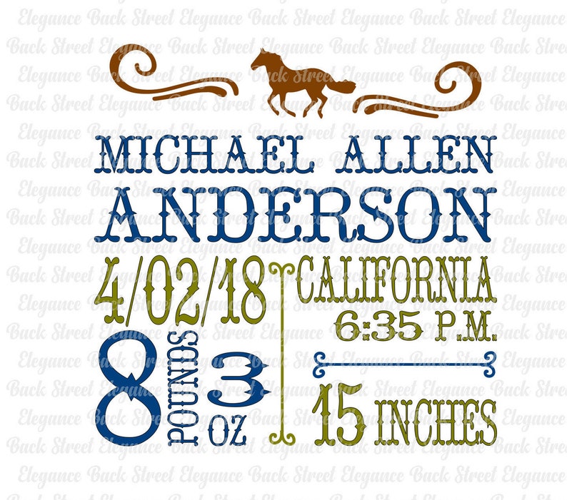 Horse Birth Announcement SVG Birth Stats Svg Horse Etsy
