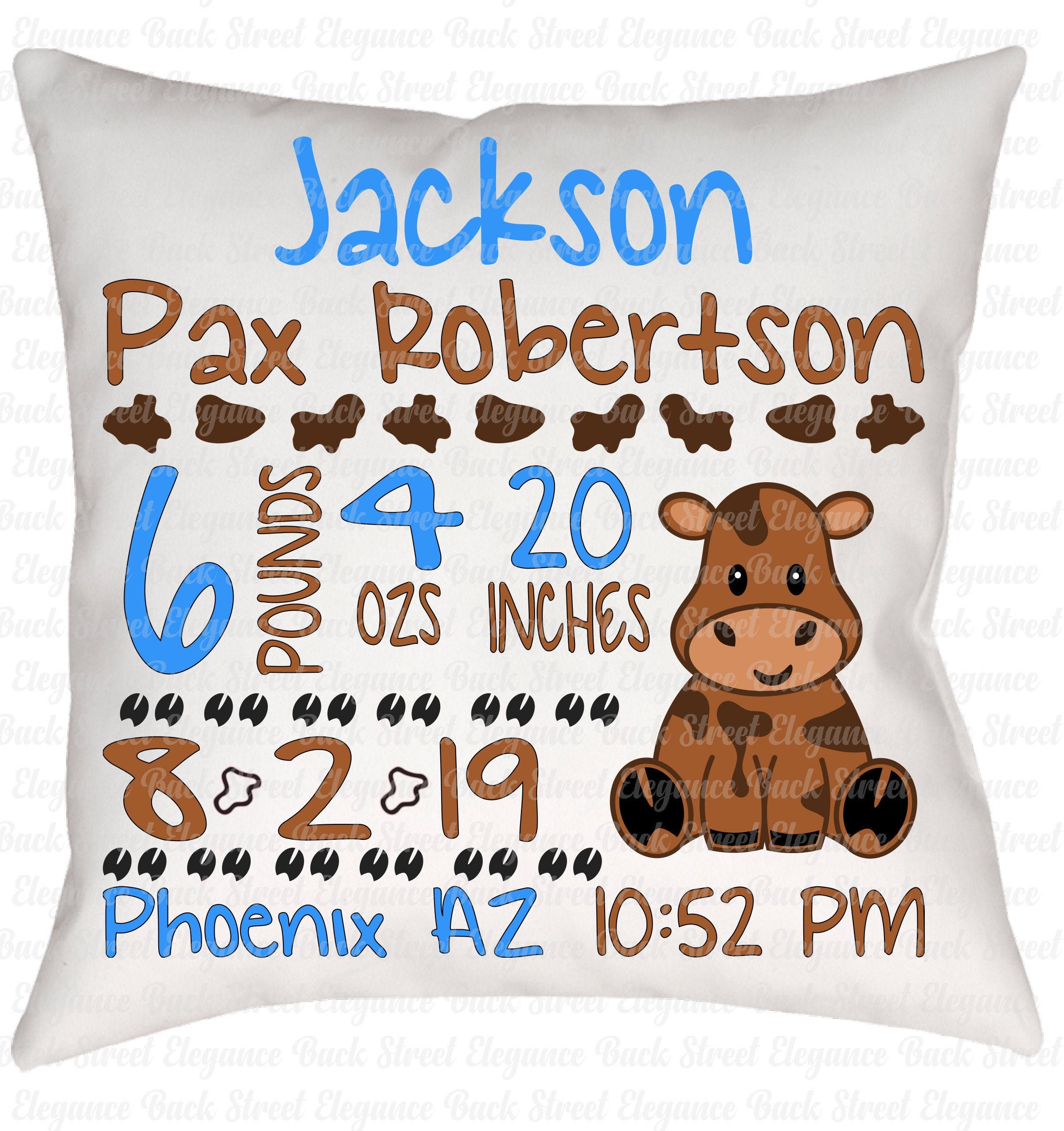 Download Cow Baby Boy Birth Announcement Svg Birth Stats Svg Baby Etsy