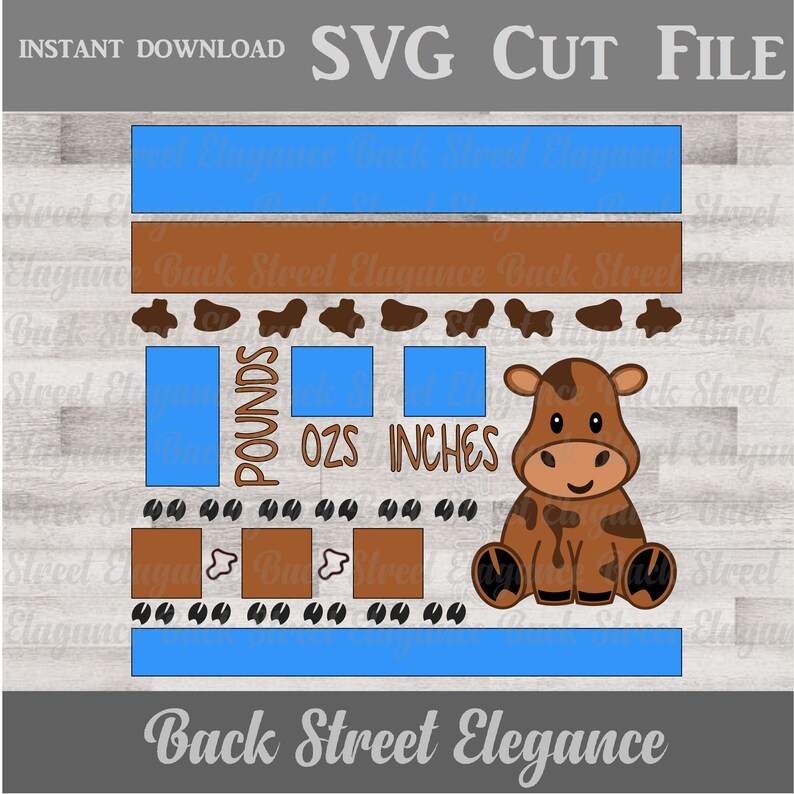 Download Cow Baby Boy Birth Announcement SVG Birth Stats svg Baby ...