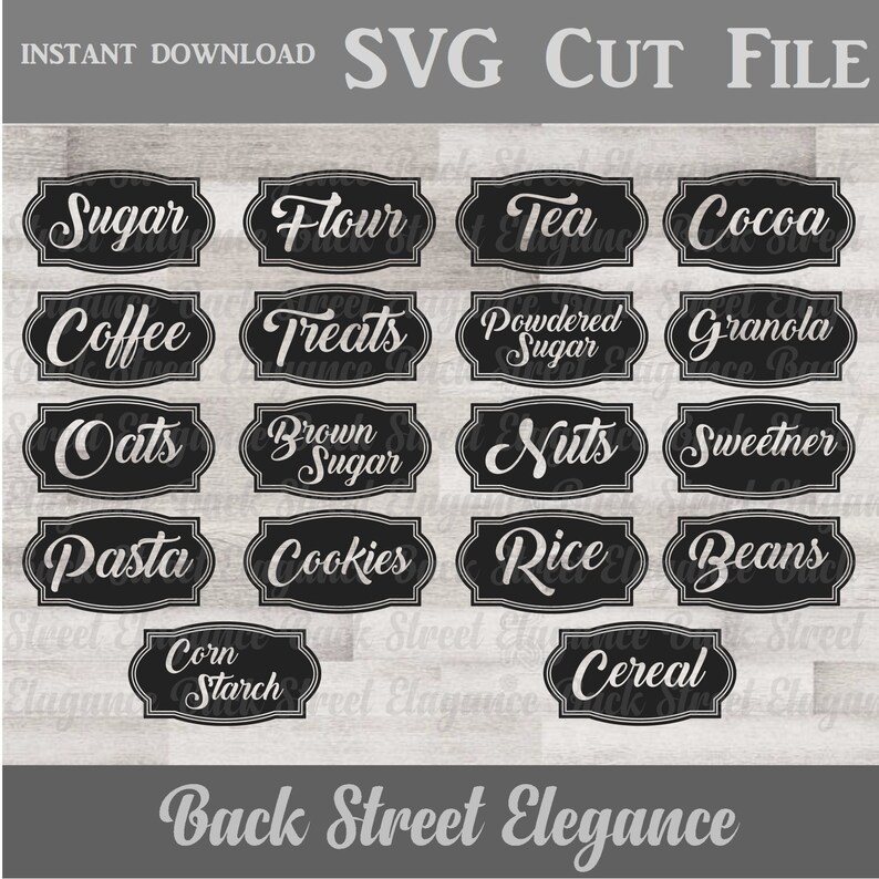 Kitchen Labels Pantry Labels SVG Cut File Silhouette Etsy