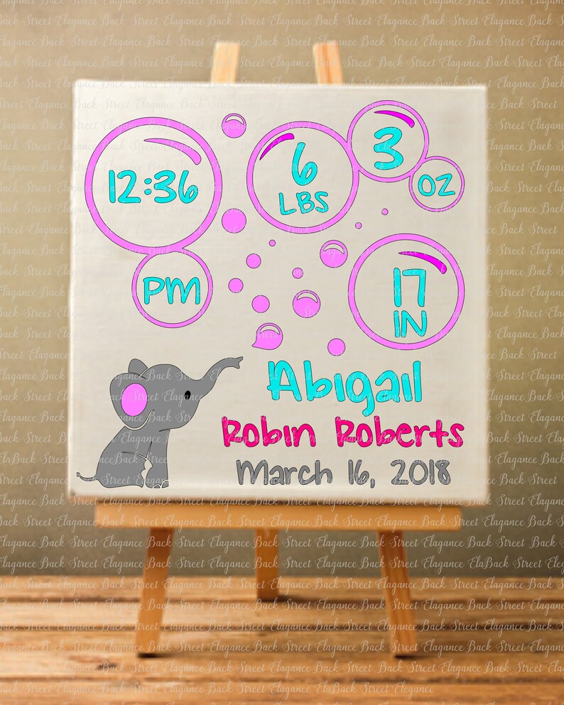Download Elephant Bubbles Birth Announcement SVG Template Cut File ...