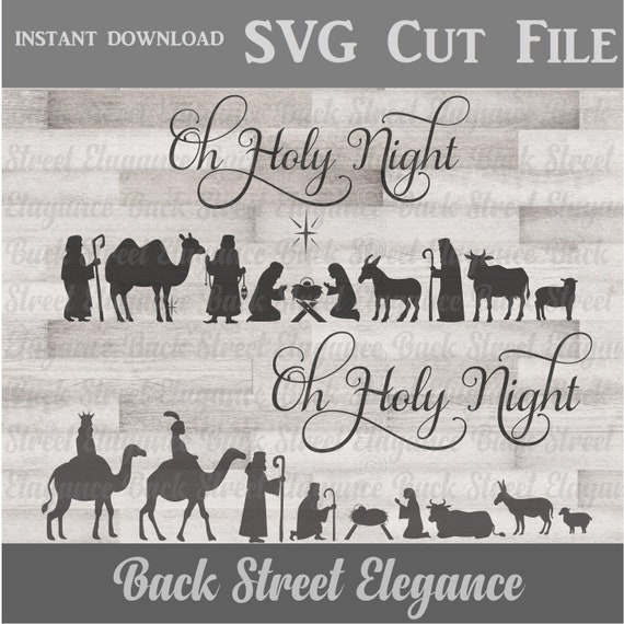 Oh Holy Night Nativity Svg Cut File Christmas Wood Sign Etsy