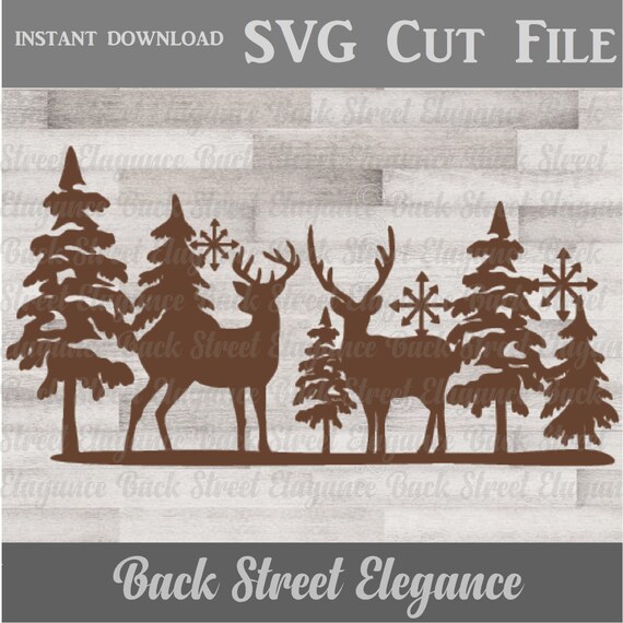 Download Winter Deer Scene Svg Glass Block Svg Nature Scene Etsy