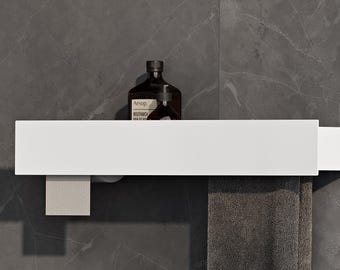 Modern Matte Black Bathroom Shelf | 3-in-1 Wall Mounted Organizer with Towel Bar & Toilet Paper Holder — Sleek, Minimalist Must-Have